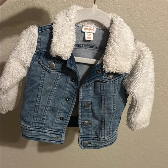 Cat & Jack Other - Kids Denim Jacket with White Sherpa Sleeves